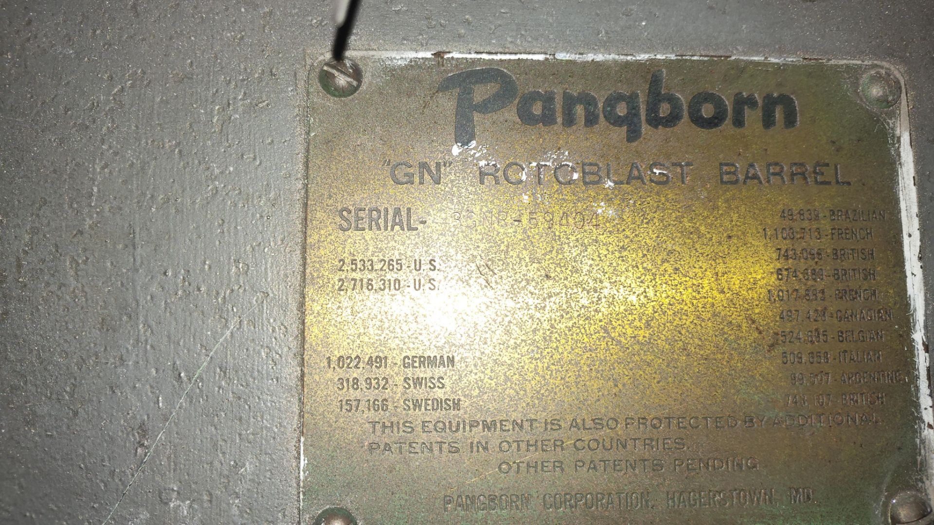 (Located in Austell, GA) Pangborn Tumble Blaster, Model# 3GN, Serial# 3GNR-59404 - Image 2 of 2