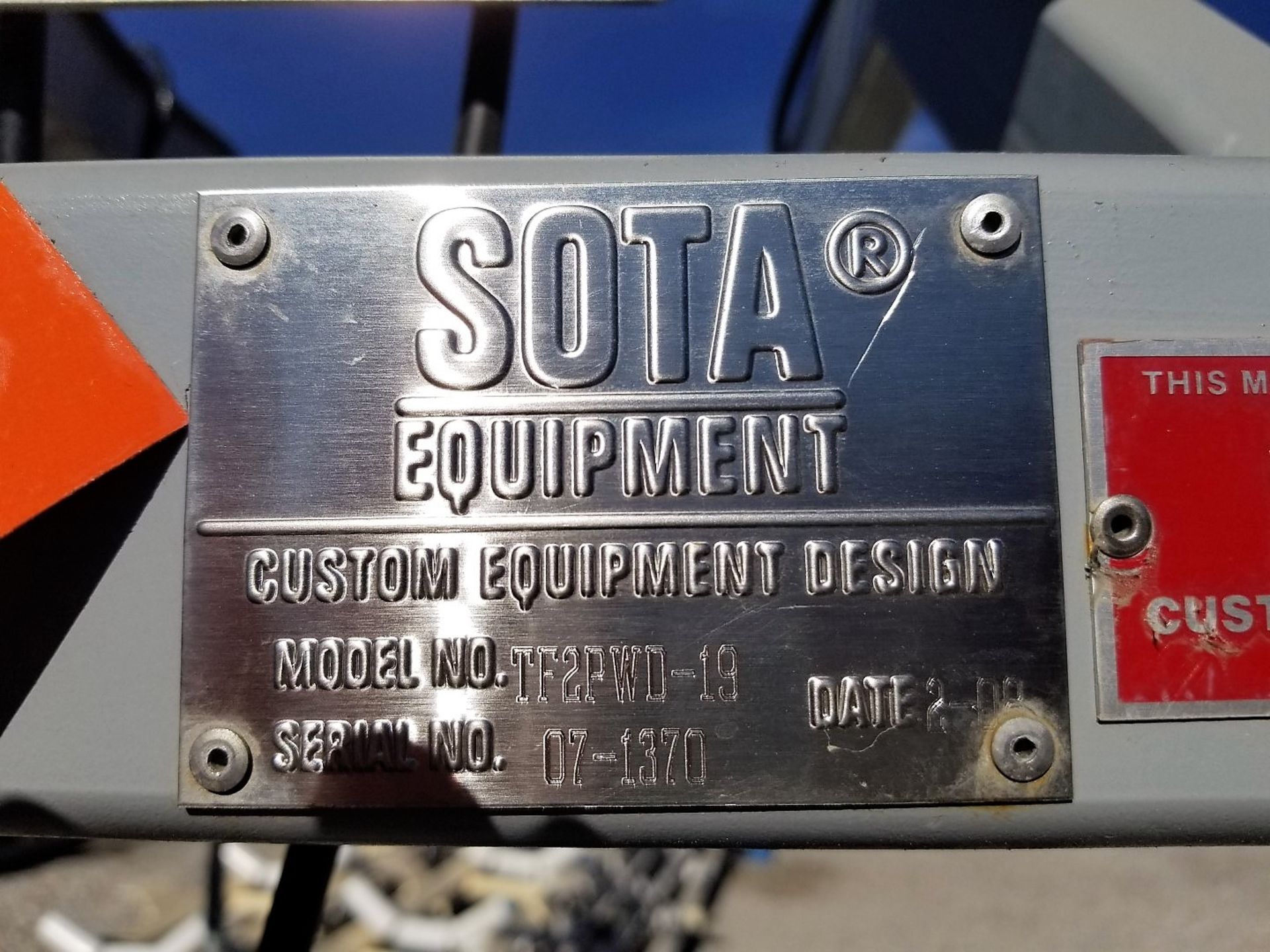 Lot Location: Greensboro NC Used Sota Equipment Bulk Bag / Box 2-post weigh fill system - Image 4 of 5