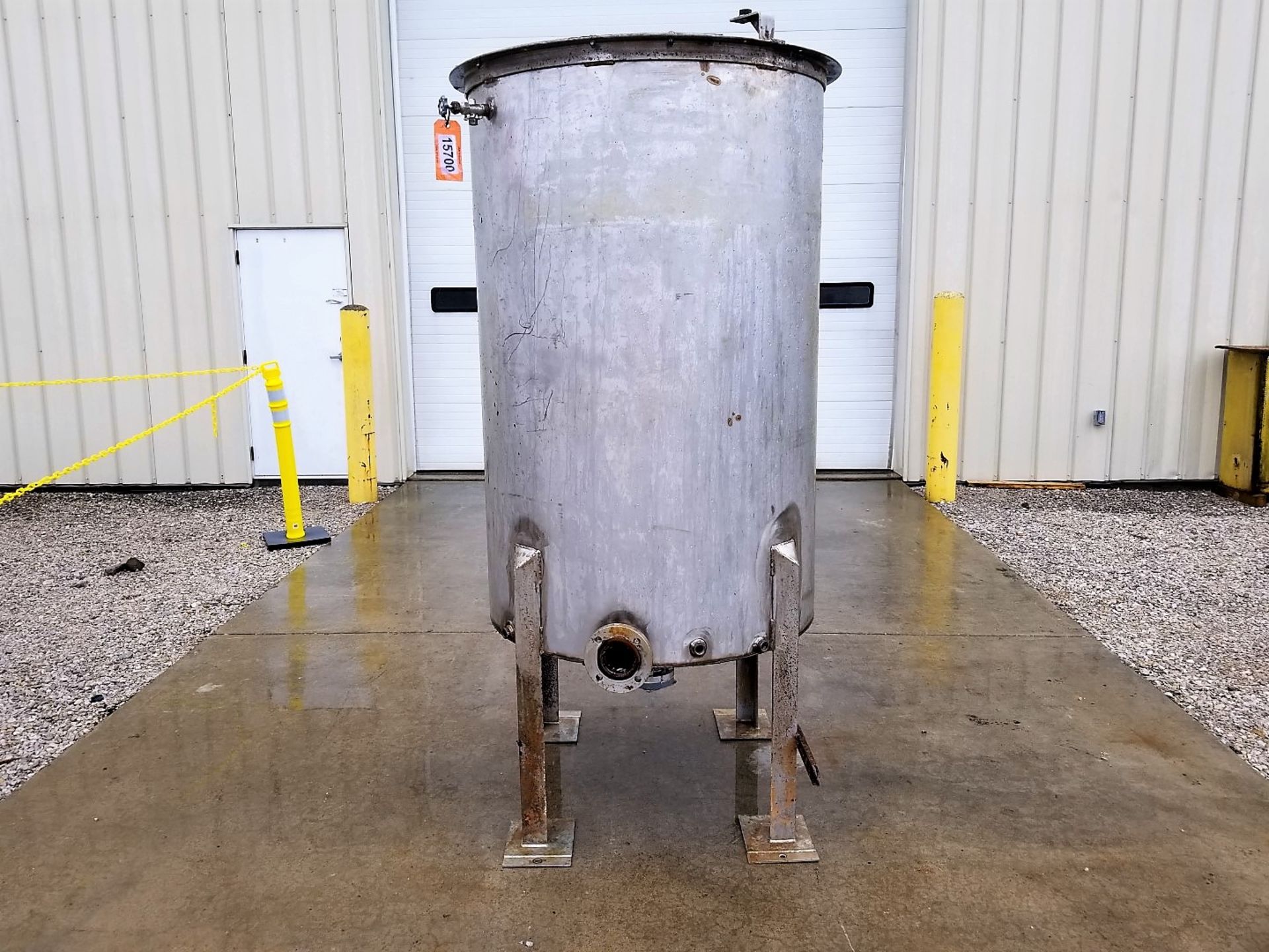 Lot Location: Greensboro NC Used 500 GALLON STAINLESS STEEL TANK with Pipe Coils