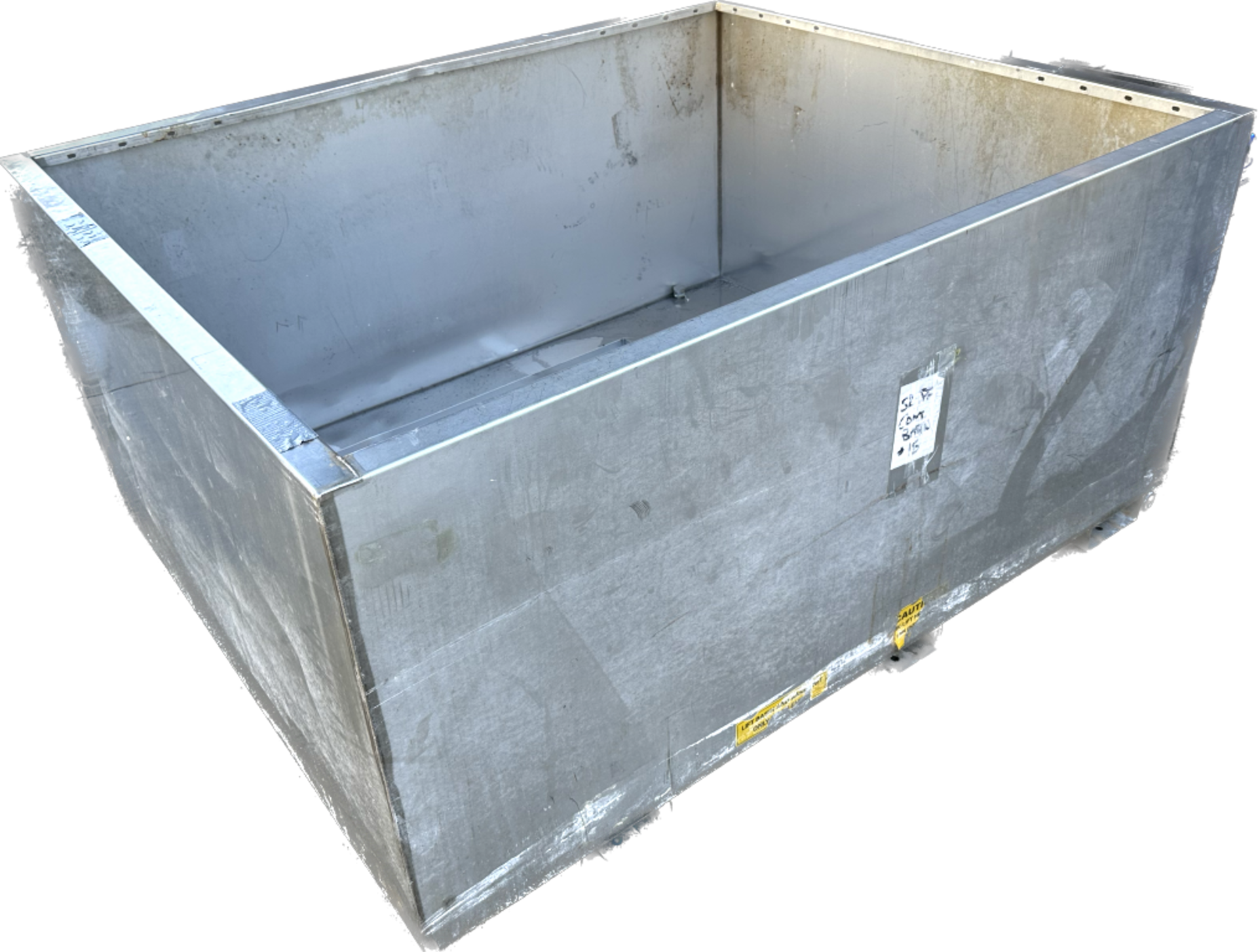 Lot Location: Greensboro NC 2098 GALLON (85 CU FT) STAINLESS TANK CATCH BASIN / TOTE WITH FORKLIFT P