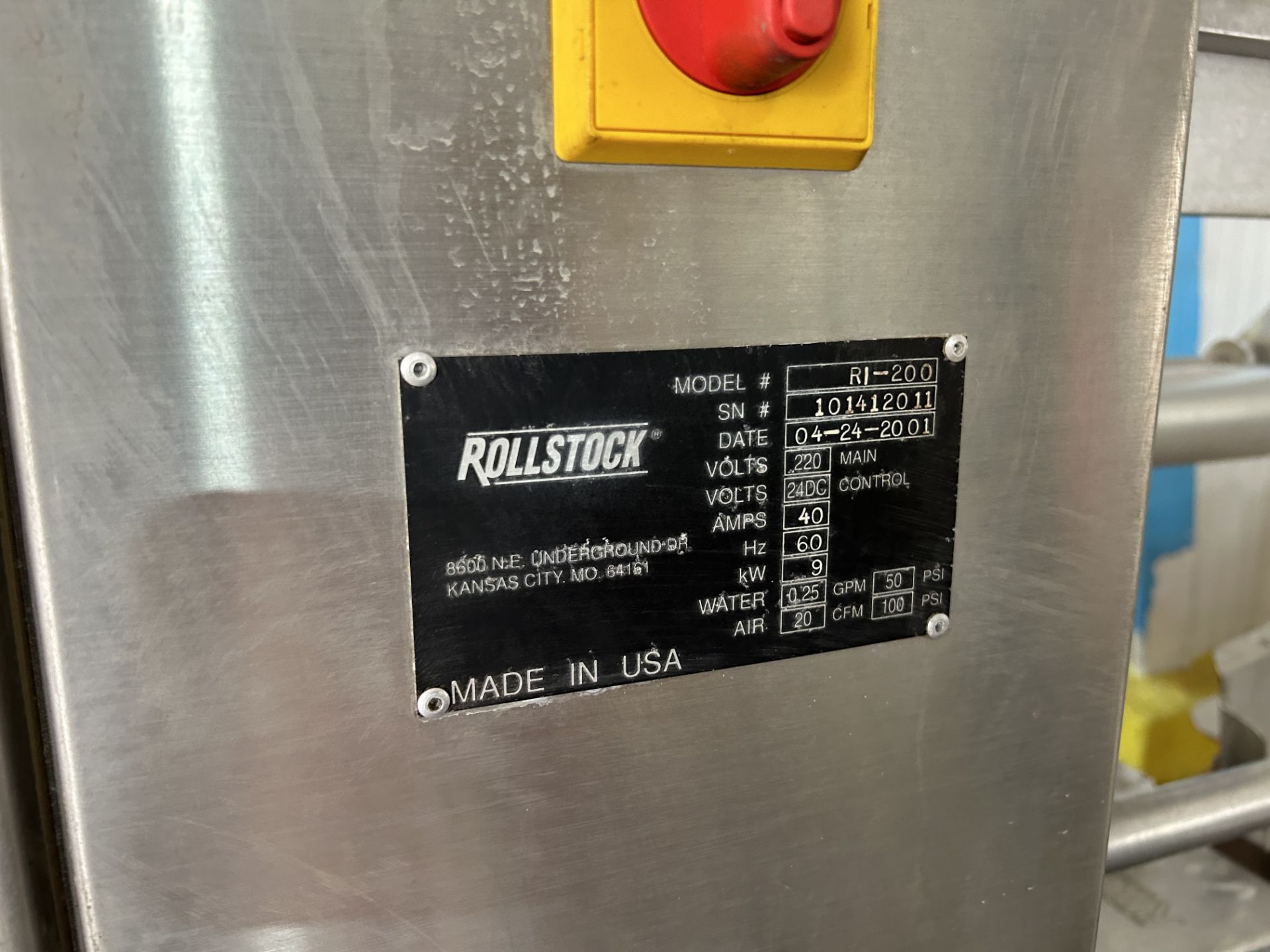 Lot Location: Hartley IA - Rollstock Packaging Machine, Model #RI-200, S/N #101412011 - Image 9 of 9