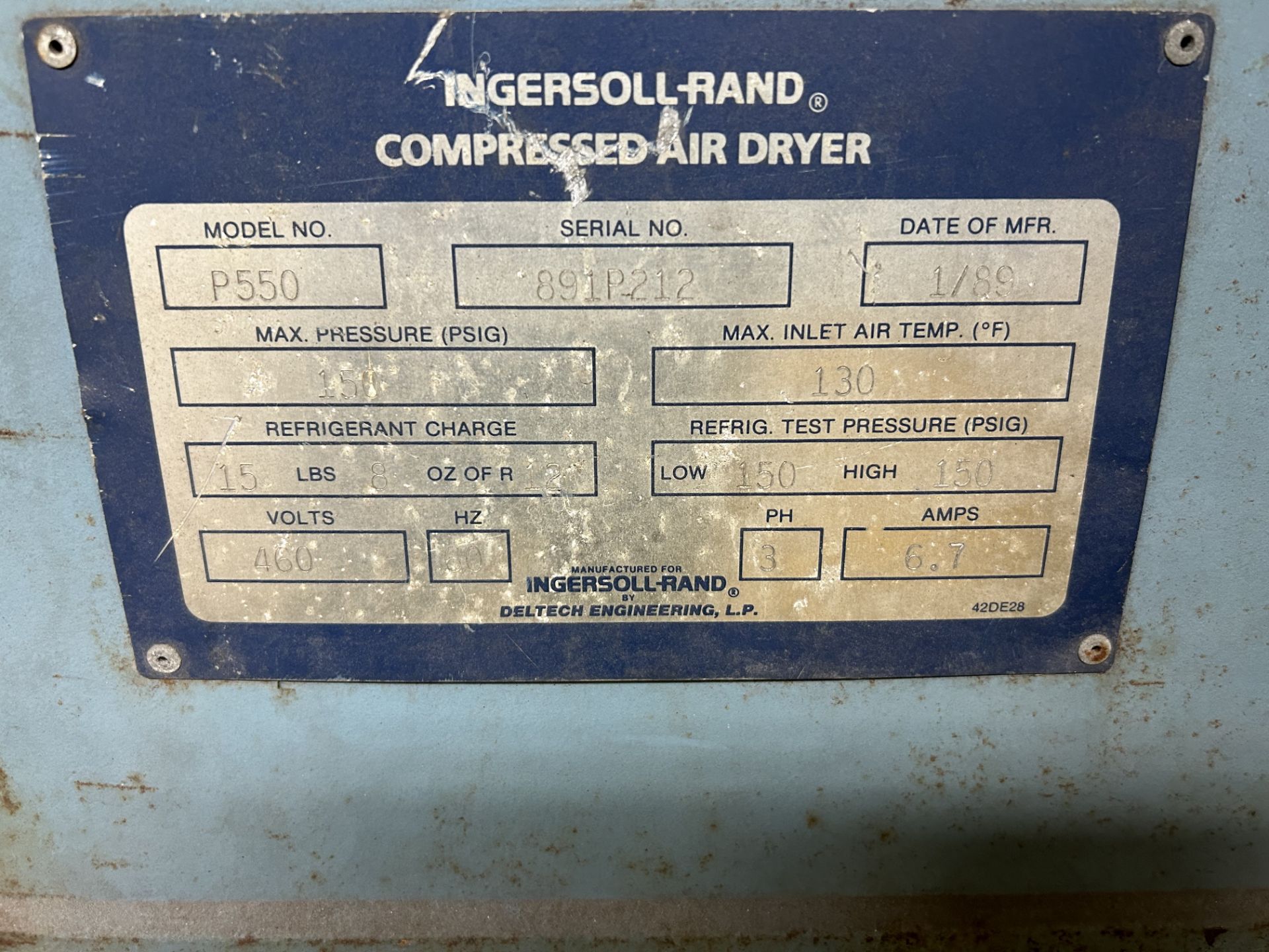 (Located in Lebanon, IN) Ingersoll Rand Compressed Air Dryer, Model# P550, Serial# 891P212 - Image 3 of 3