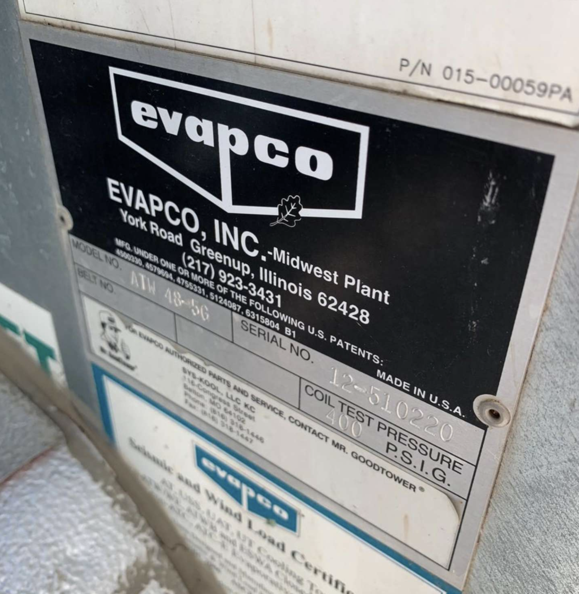 (Located in Mead, CO) Evapco ATW 48-5G Closed Circuit Cooler ; Evapco Model P-3 Pulse~Pure - Image 4 of 4