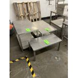 LOT OF 3 stainless steel table, 20 in x 34 in x 23 in h, 30 in x 15 in x 14 in h, 34 in x 20 in x 18