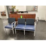 LOTOF reception desks 71 in x 77 in x 42 in hgt with padded waiting chair. Rigging Fee: $ 425