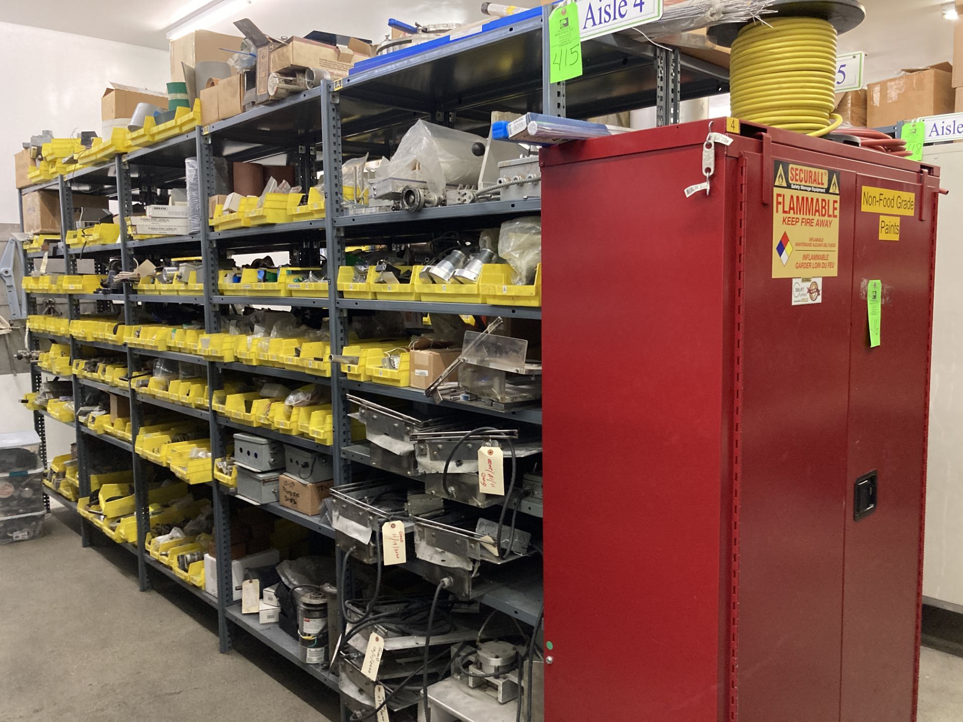 LOT OF shelf units and content on shelf, Aisle 4 Rigging Fee: $375