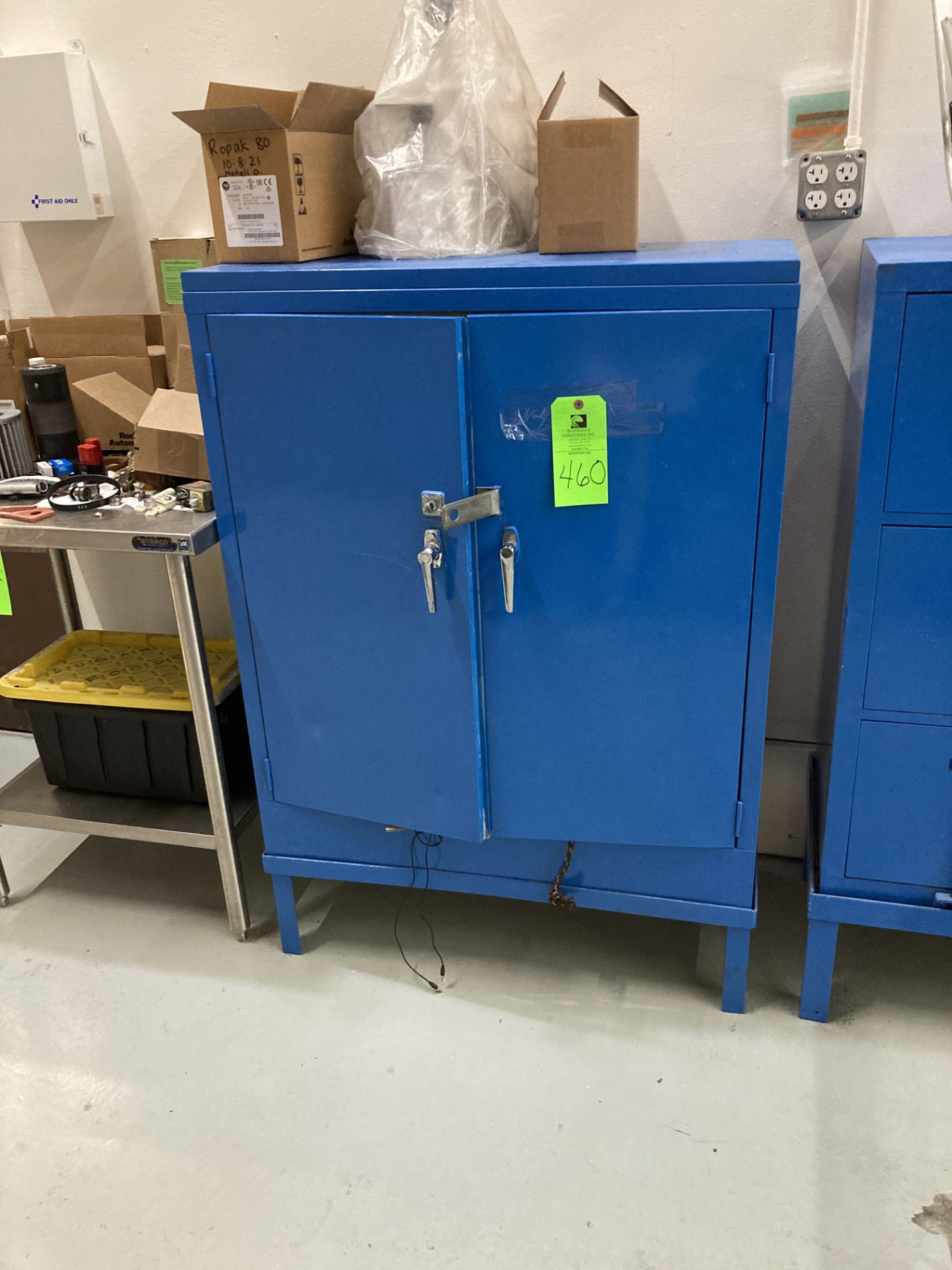 Steel storage cabinet, 36 in w x 18 in d x 42 in hgt Rigging Fee: $50