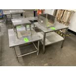 LOT OF 3 stainless steel table, 30 in 36 in x 24 in h, 17 in 15 in x 14 in h, 30 in x 30 in x 30