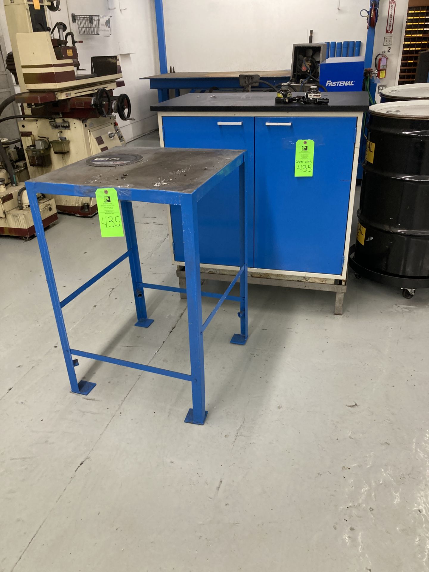 LOT OF table 24 in x 24 in x 36 in , storage cabinet 36 in x 22 in d x 36 in h Rigging Fee: $ 75