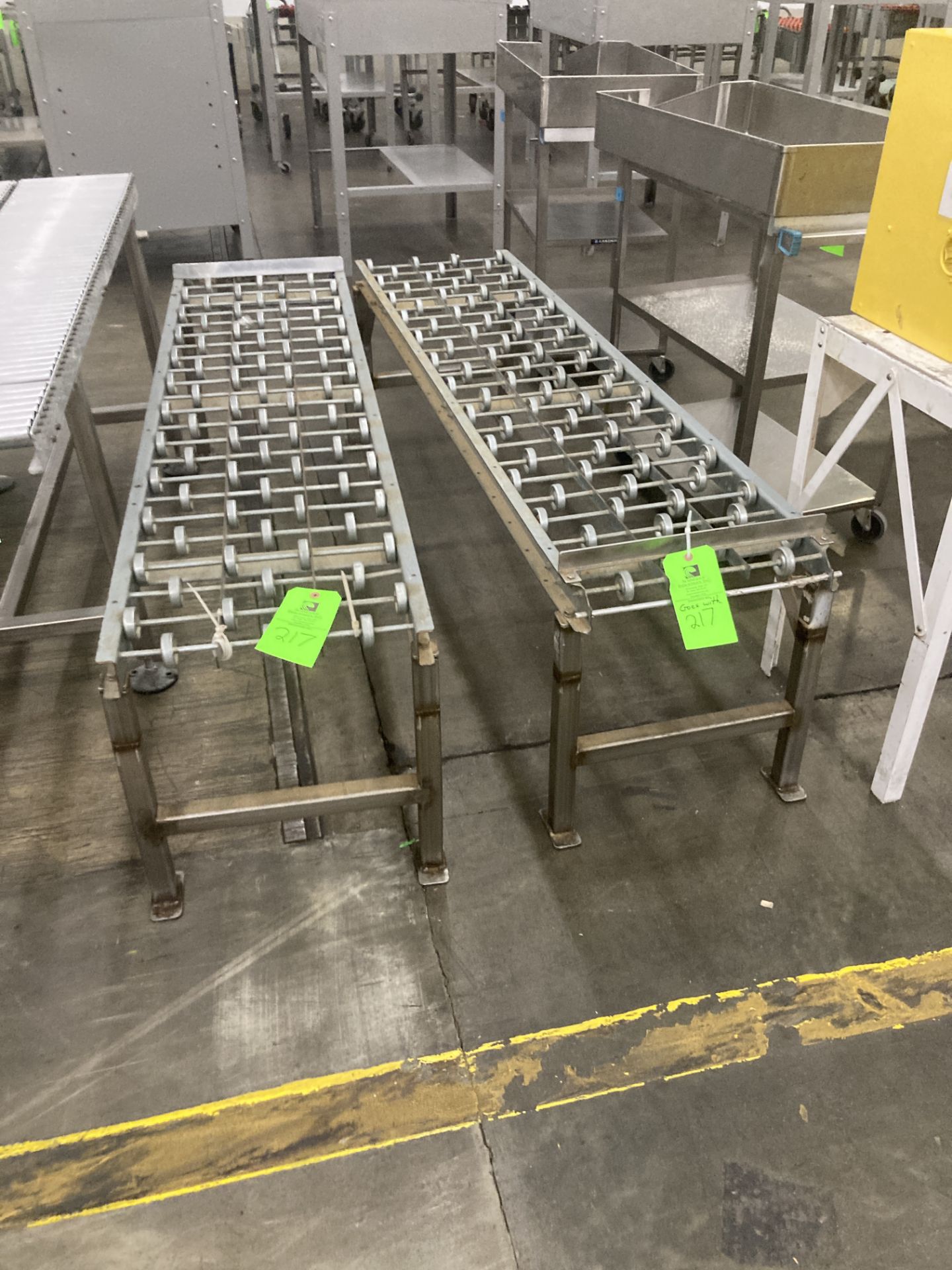 LOT OF 2 roller skate conveyor, 16 in w x 70 in lg Rigging Fee: $ 100