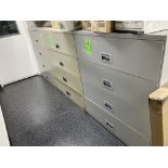 LOT OF 3- metal filing cabinet 42 in w x 20 in x 48 in h, filing cabinet 15 in 26 in x 57 in h,