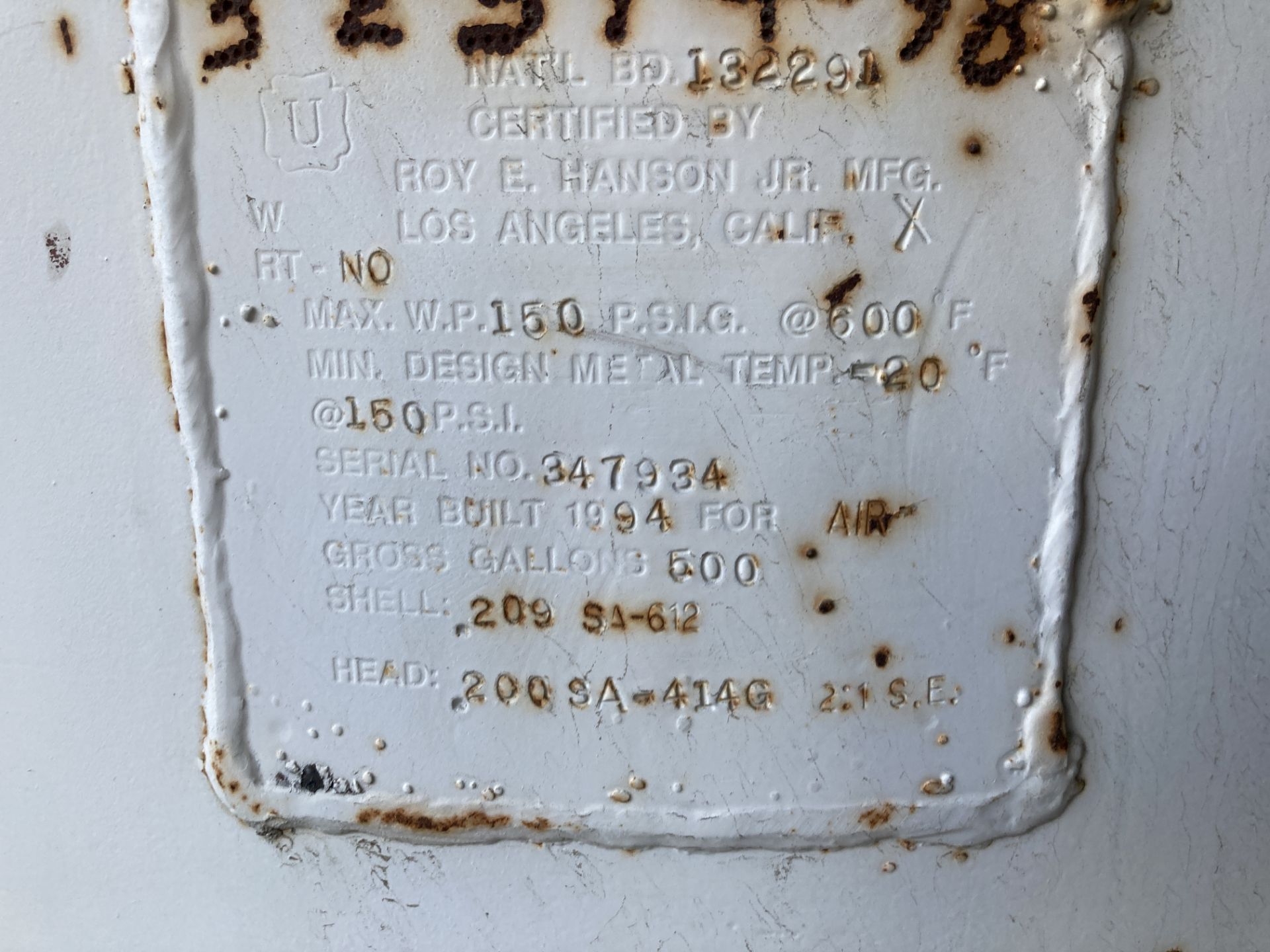 Compressor air tank, 32 in dia x 10-1/2 ft h Rigging Fee: $ 925 - Image 2 of 2