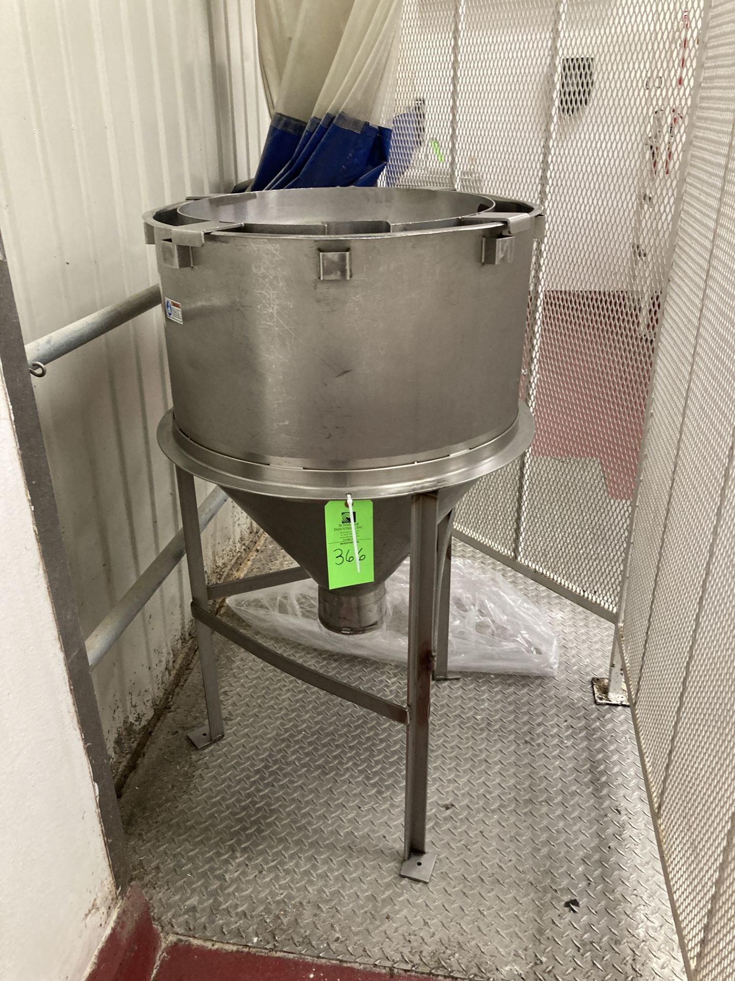 Stainless steel hopper, 27 in dia x 32 in Rigging Fee: $ 100