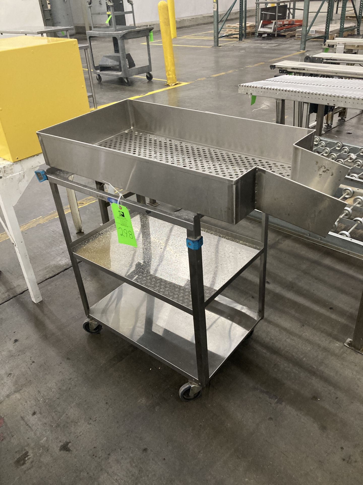 Qty. 2 Stainless steel push carts with strainer, 36 in x 18 in Rigging Fee: $ 40 - Image 2 of 2