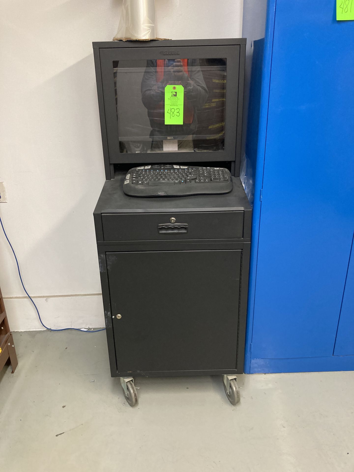 Steel computer workstation, 24 in w x 22 in d x 63 in hgt Rigging Fee: $ 35