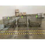 LOT OF 3 collapsible wire container with casters, 40 in x 48 in x 36 in d , 1- 69 in x 40 in x 36 in
