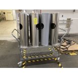 LOT OF 8 sanitizing wipe dispenser & waste container with push cart 48 in x 24 in Rigging Fee: $