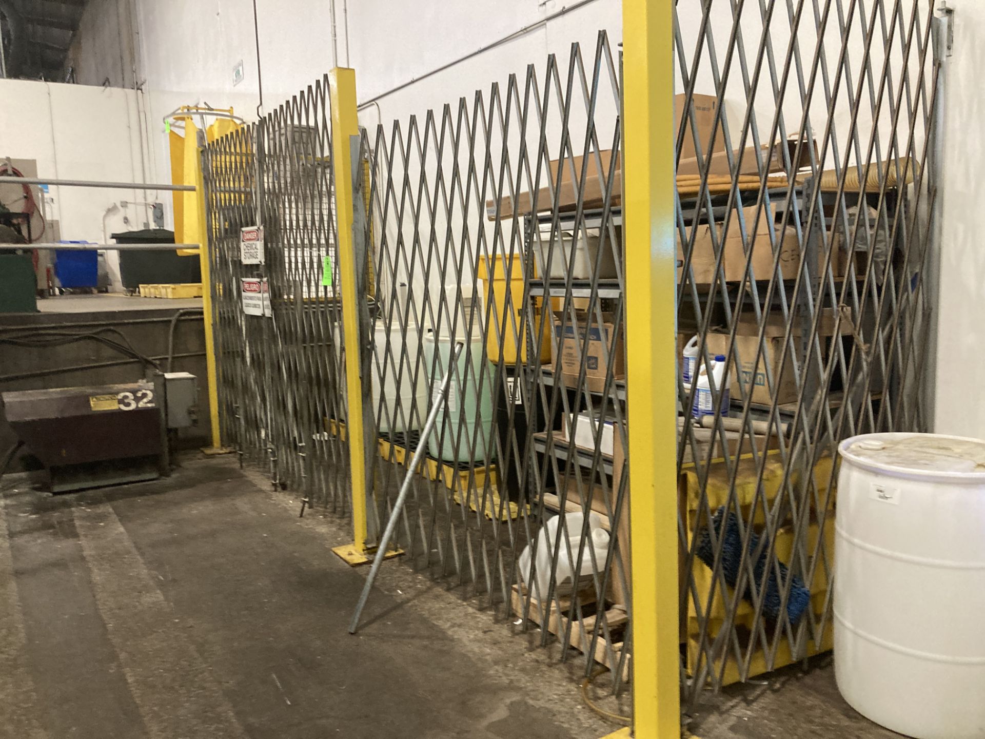 Chemical cage with spill stations and shelf unit, 18 ft x 66 in Rigging Fee: $ 625