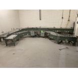 Hytrol case conveyor , 17 in BF width straight with offset and 90 deg turns Rigging Fee: $ 900