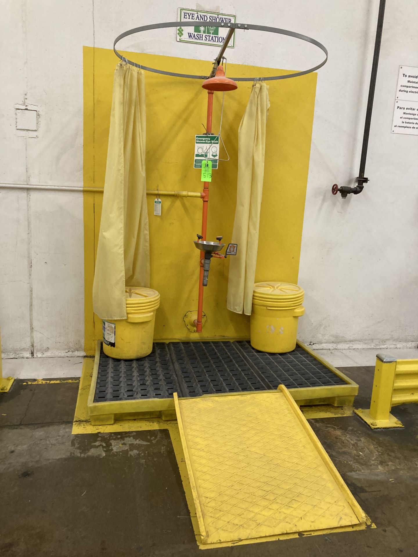 Shower / eye wash station with ramp, 2- spill kit, and spill station, 48 in x 60 in Rigging Fee: $