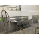 Stainless steel 3 bowl sink with faucet 90 in x 24 in d and stainless steel wall plate Rigging