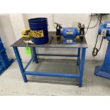 Steel table 48 in 31 in with Delta 8 in grinder, 1/2 hp, 115 vac Rigging Fee: $ 75