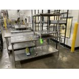 LOT OF 2 stainless steel table, 72 in x 32 in x 34 in h, 36 in x 29 in x 32 in h and pneumatic