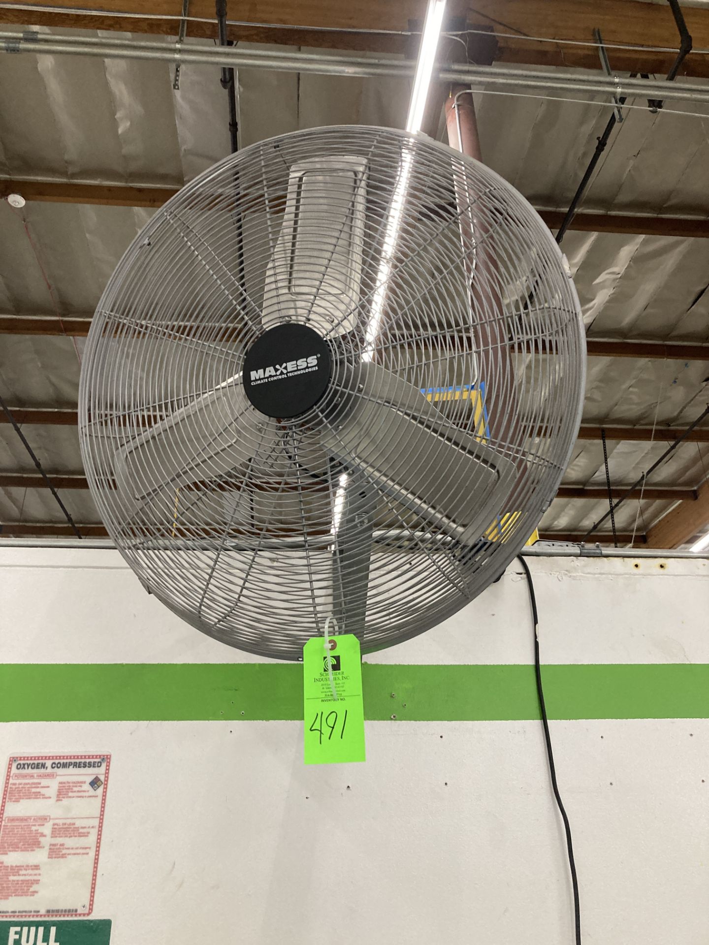 Maxess wall mount fan, 30 in dia , 115 vac Rigging Fee: $ 75