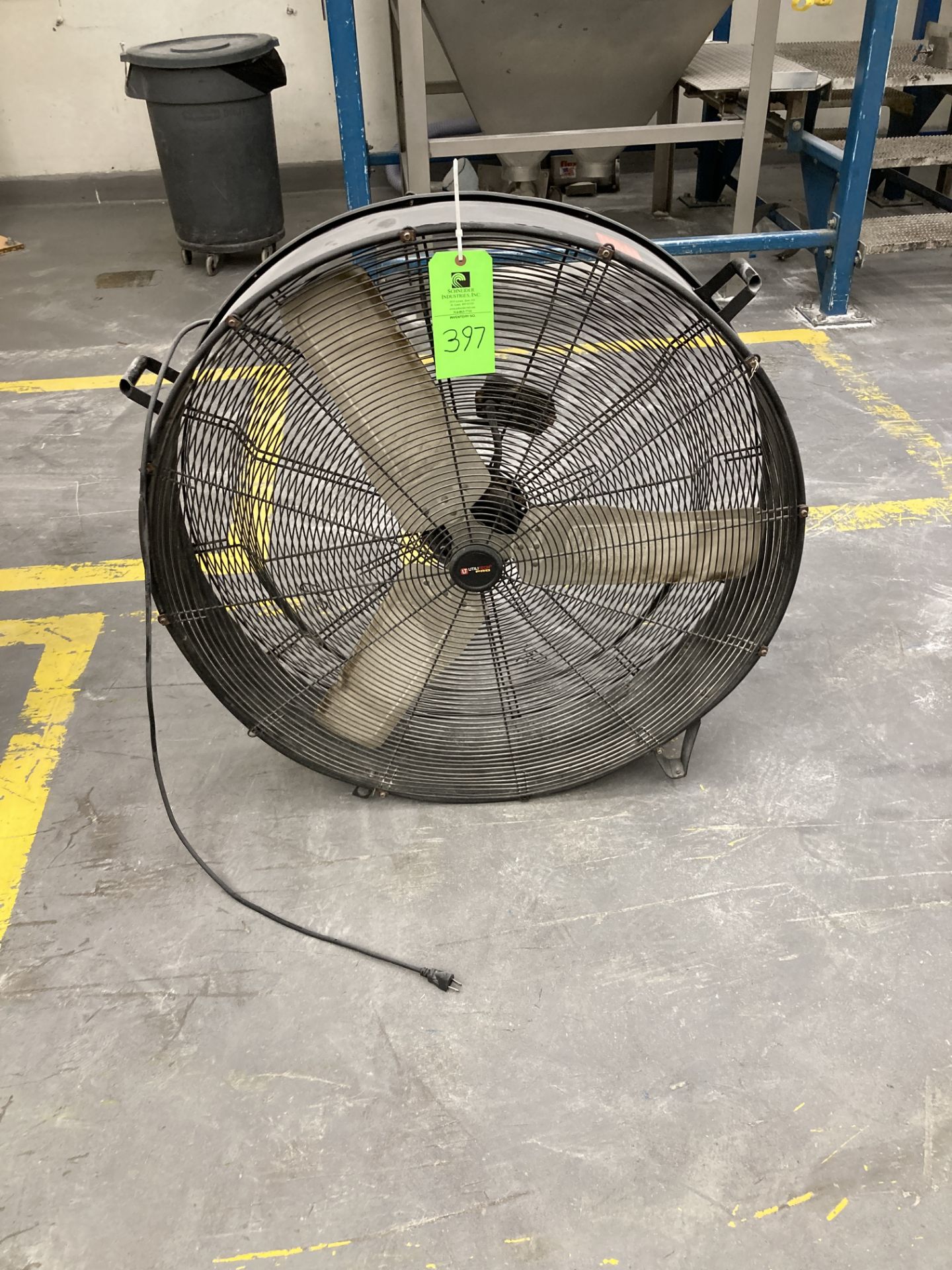 Qty. 2 Commercial fans, Fan 1 36 in dia, 115 vac, Commercial fan 2 115 vac, 30 in dia,