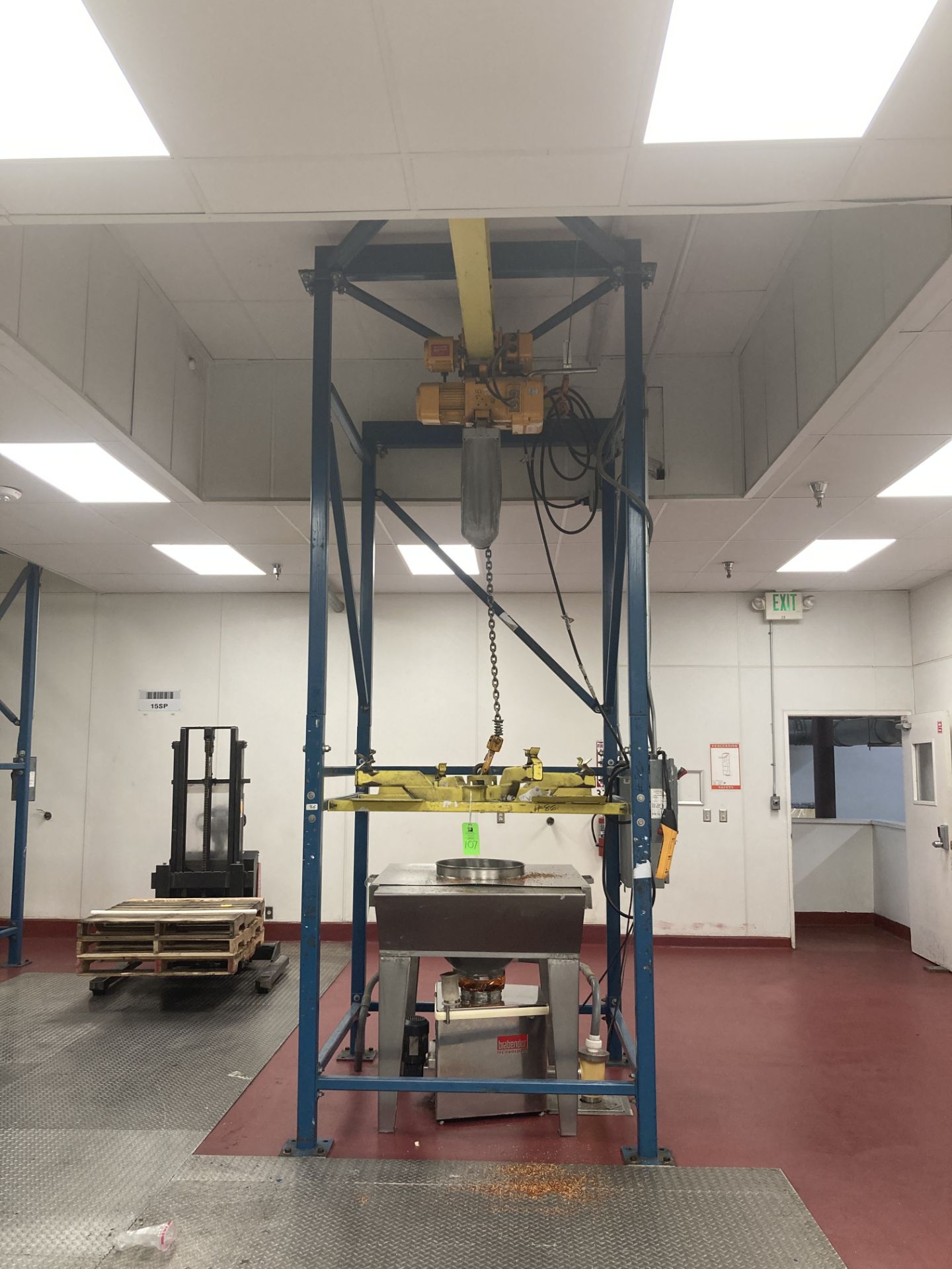 Harrington 2 ton hoist bag lift system, 460 vac, 4000 lbs max load Rigging Fee: $ 900