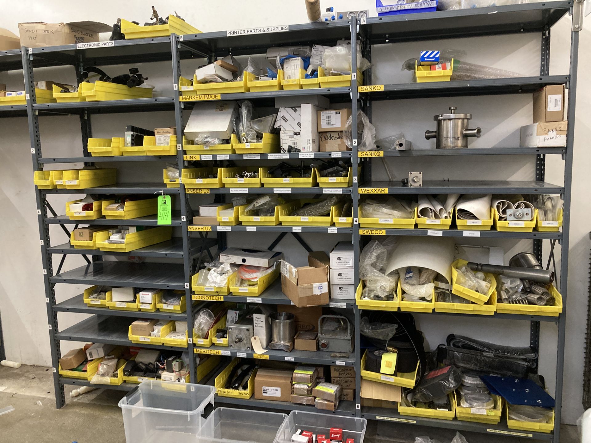 LOT OF shelf units and content on shelf Rigging Fee: $ 375