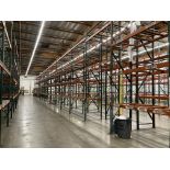 LOT OF 30 sections slotted pallet racking w/ supports, wire meshing, Rig Fee: $7,500