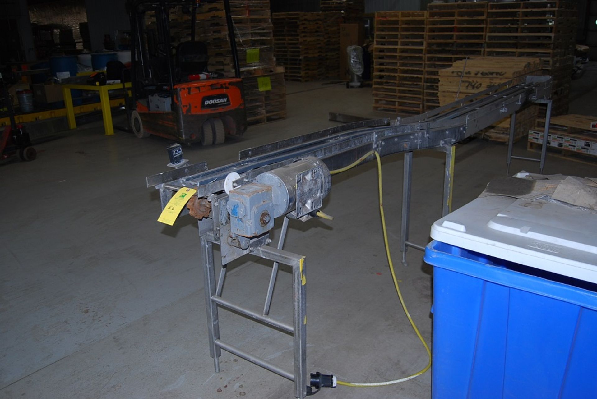 Conveyor 15' long with two  45 degree turns. SS construction, for 10" wide chain, 1 HP 480 volt 3 - Image 9 of 9