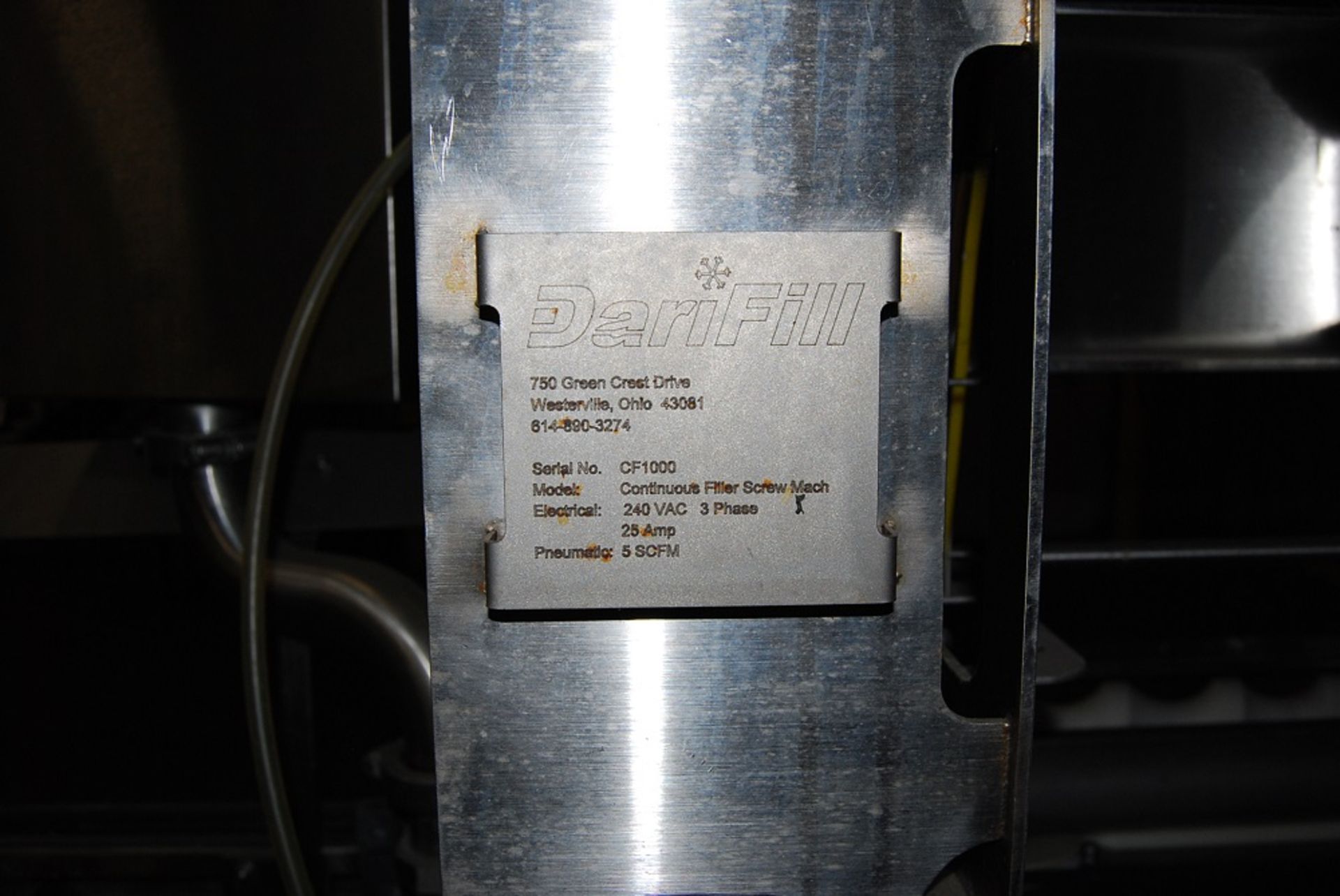 Dari Fill Filler, Model: Continuous Filler Screw Machine, SN: CF1000, Timing Screw 36" long Conveyor - Image 8 of 12