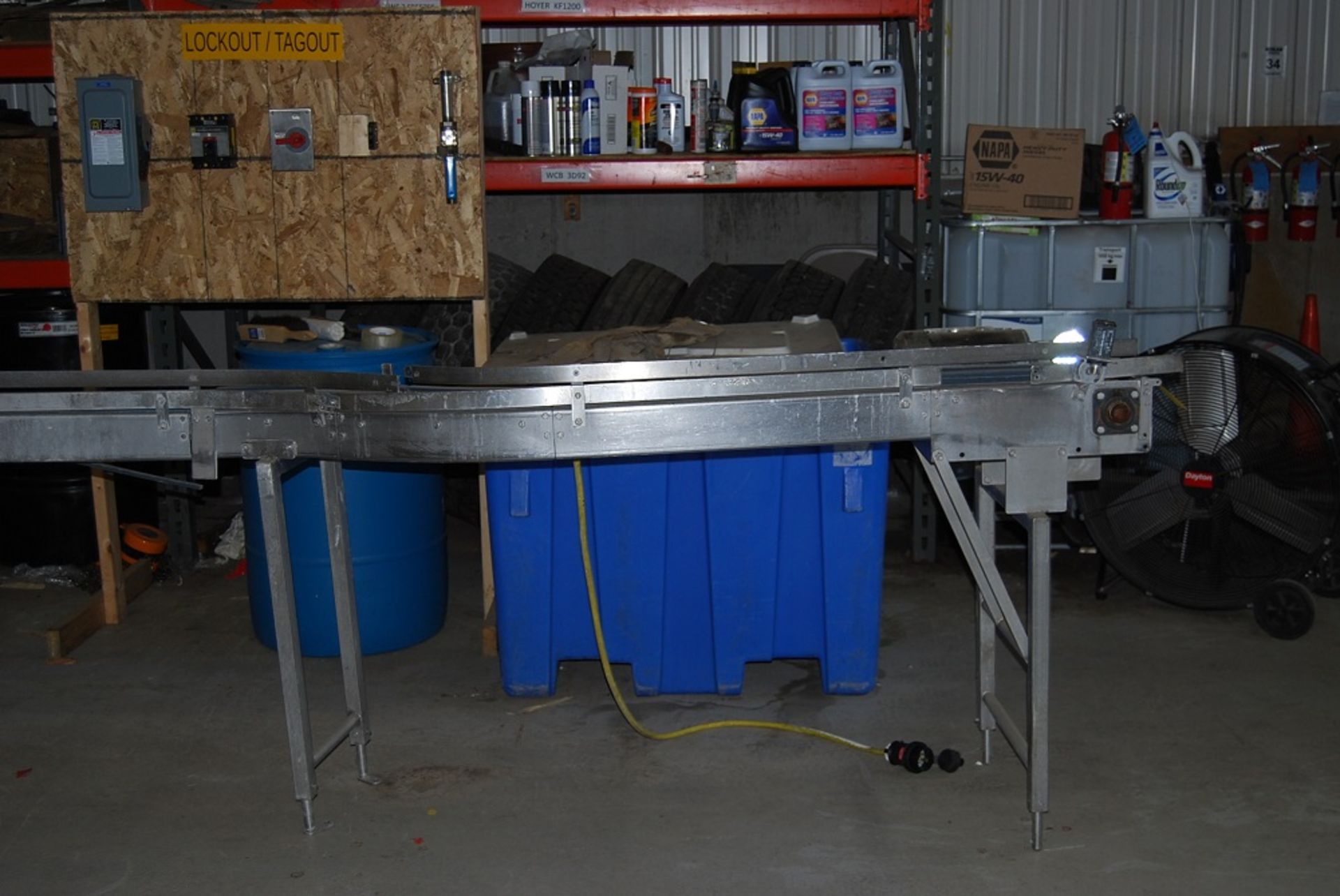 Conveyor 15' long with two  45 degree turns. SS construction, for 10" wide chain, 1 HP 480 volt 3 - Image 3 of 9