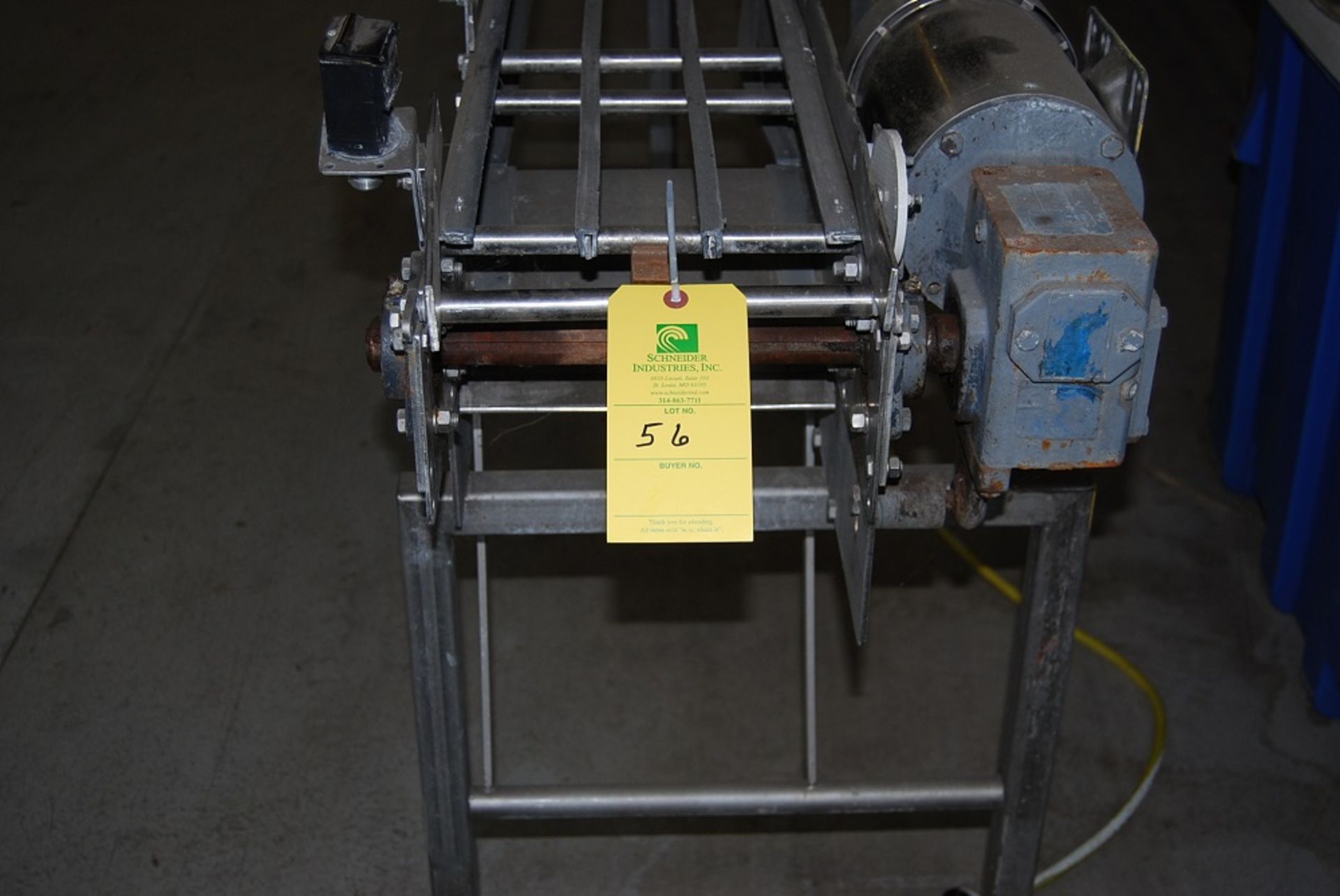 Conveyor 15' long with two  45 degree turns. SS construction, for 10" wide chain, 1 HP 480 volt 3