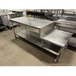 7 Ft Long SS Table with Drop, Dimensions LxWxH: 84x30x35