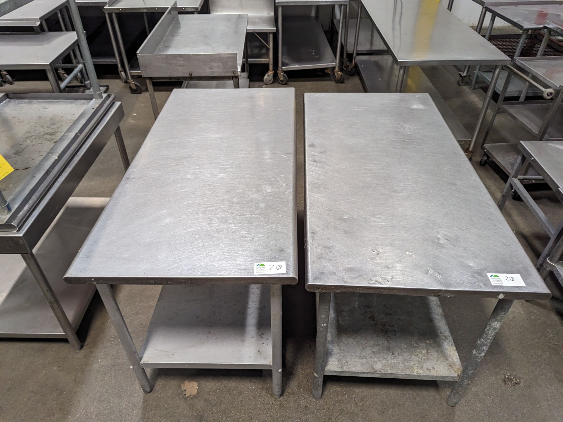 Lot of 2 5ft Long SS Tables, Dimensions LxWxH: 60x30x35 each