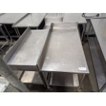 Lot of 2 SS Tables with integrated Backsplash, Dimensions LxWxH: each approx. 5ft Long 60x32x42 each