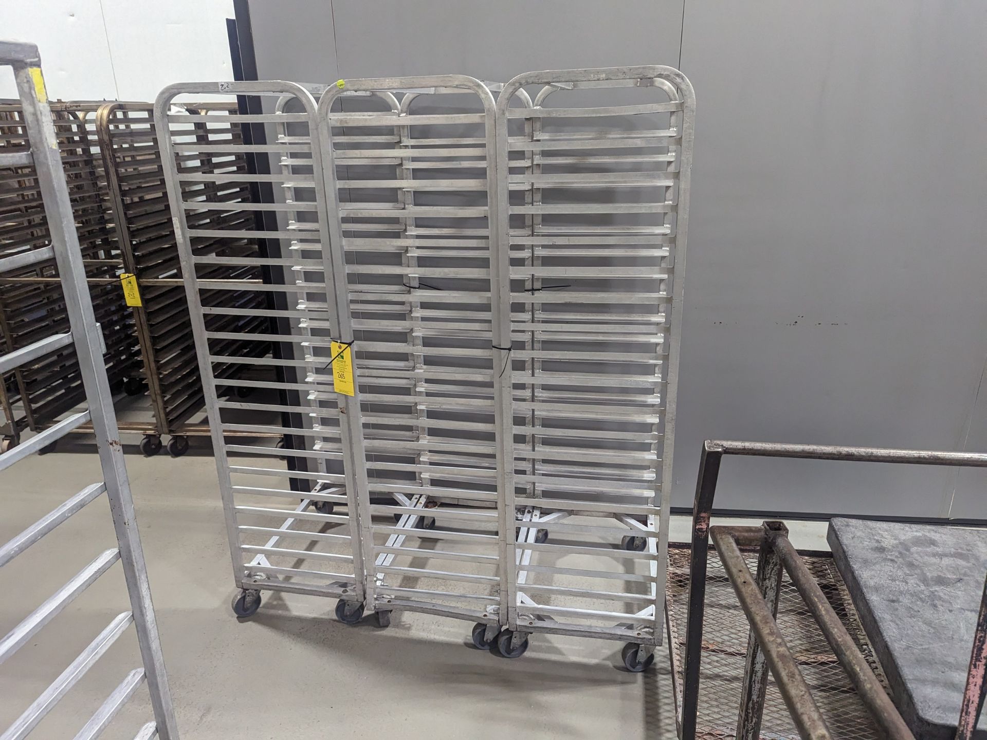 Lot of 3 Aluminum Racks, Dimensions LxWxH: 57x29x69 Measurements are for lot of 3 together