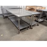 Lot of 2 7ft Long SS Tables, Dimensions LxWxH: 84x30x36 each