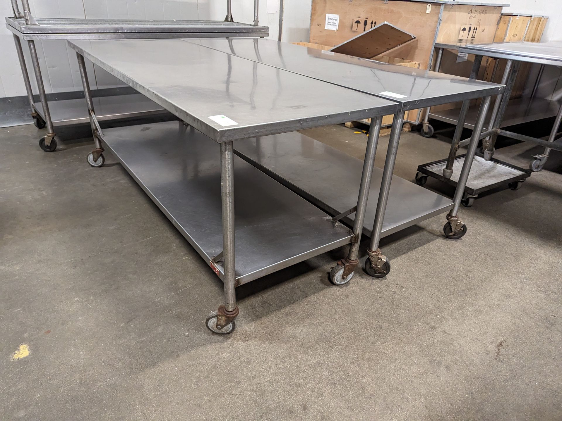 Lot of 2 7ft Long SS Tables, Dimensions LxWxH: 84x30x36 each