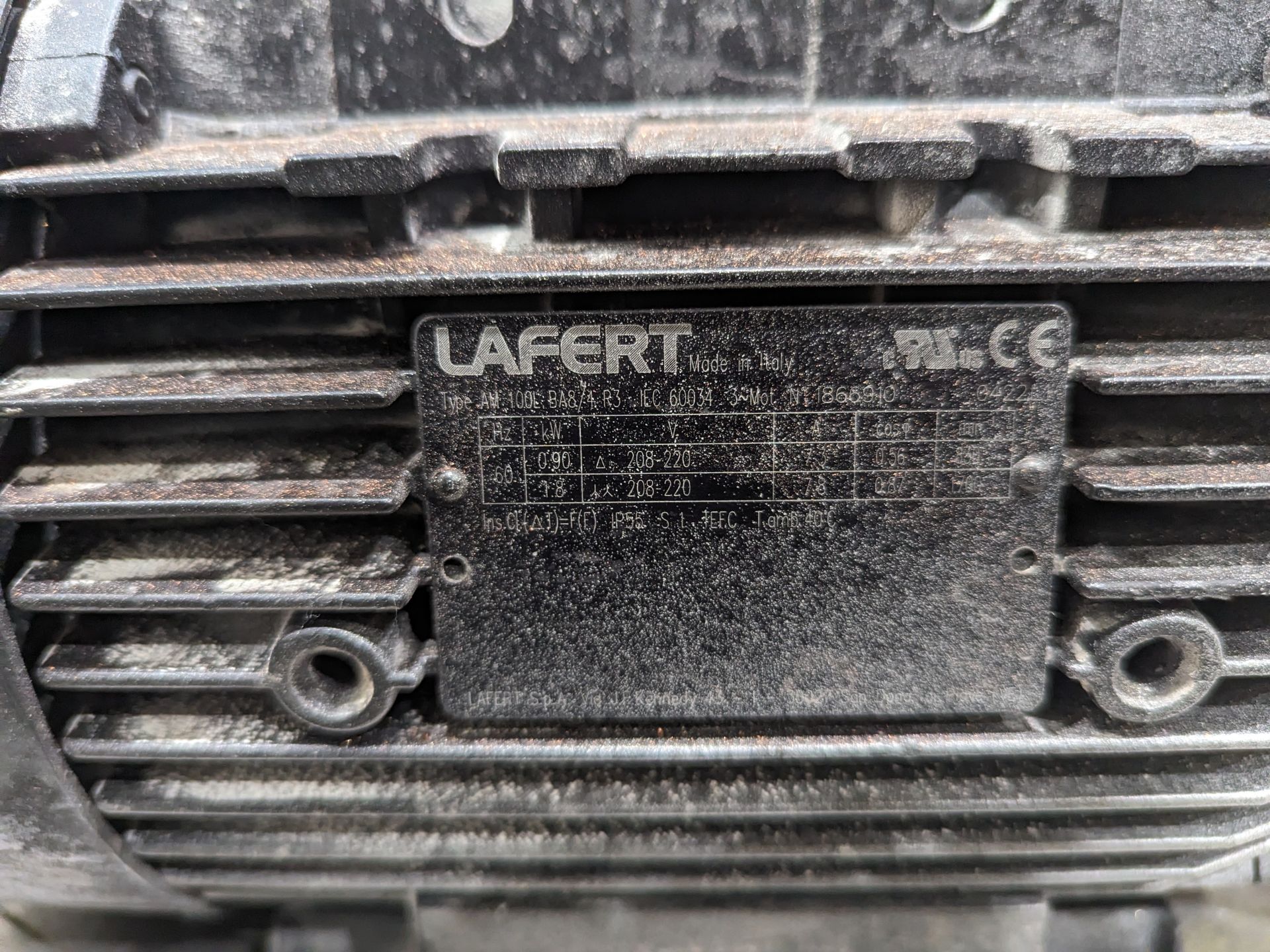 New Lafert Motor, 1.8kW, 208-220V 1700RPM 16x9x11 - Bild 2 aus 3