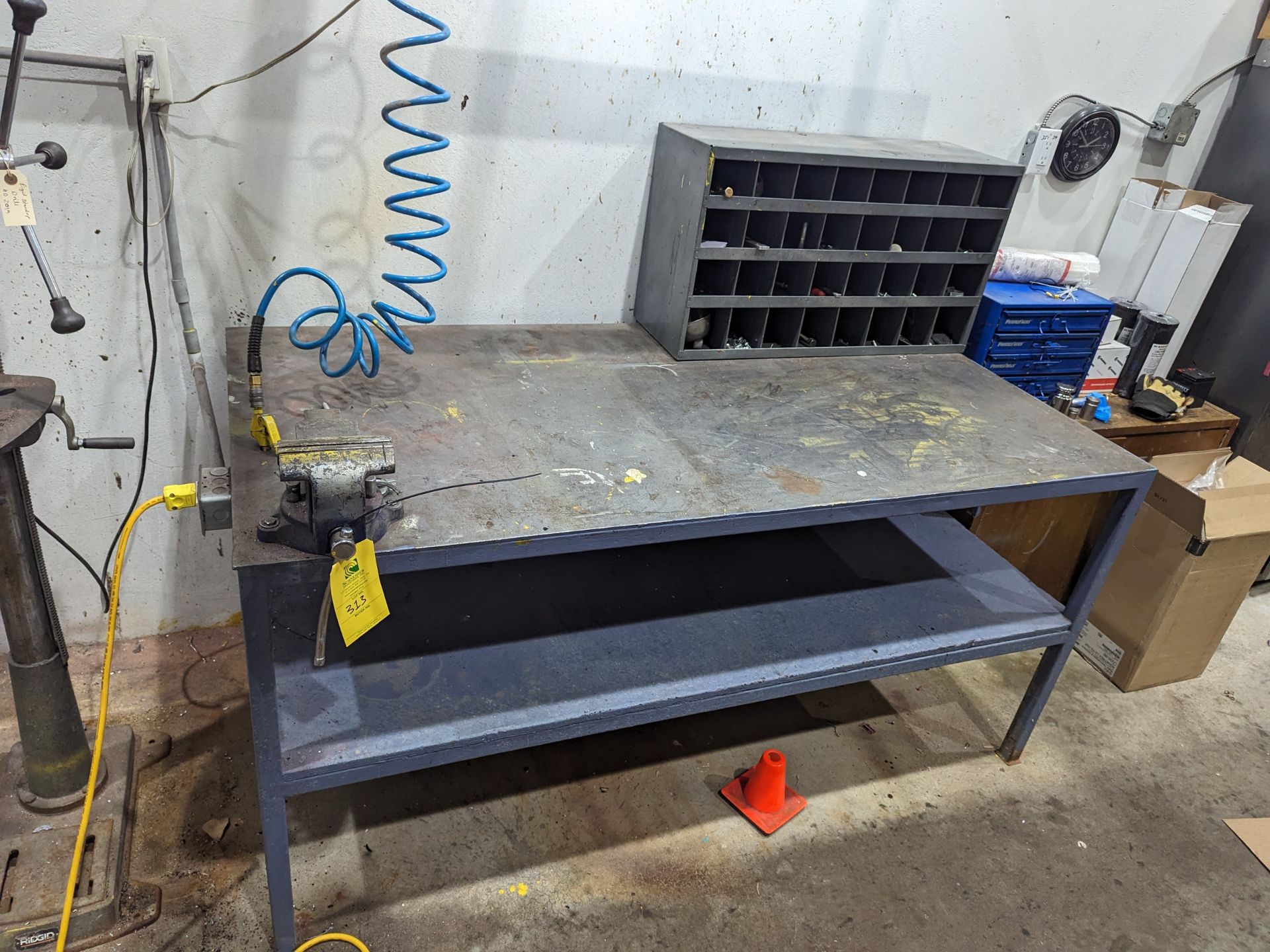 Workshop Table with Vice and Hardware Storage Bin, 6ft x 3ft surface 73x36x44