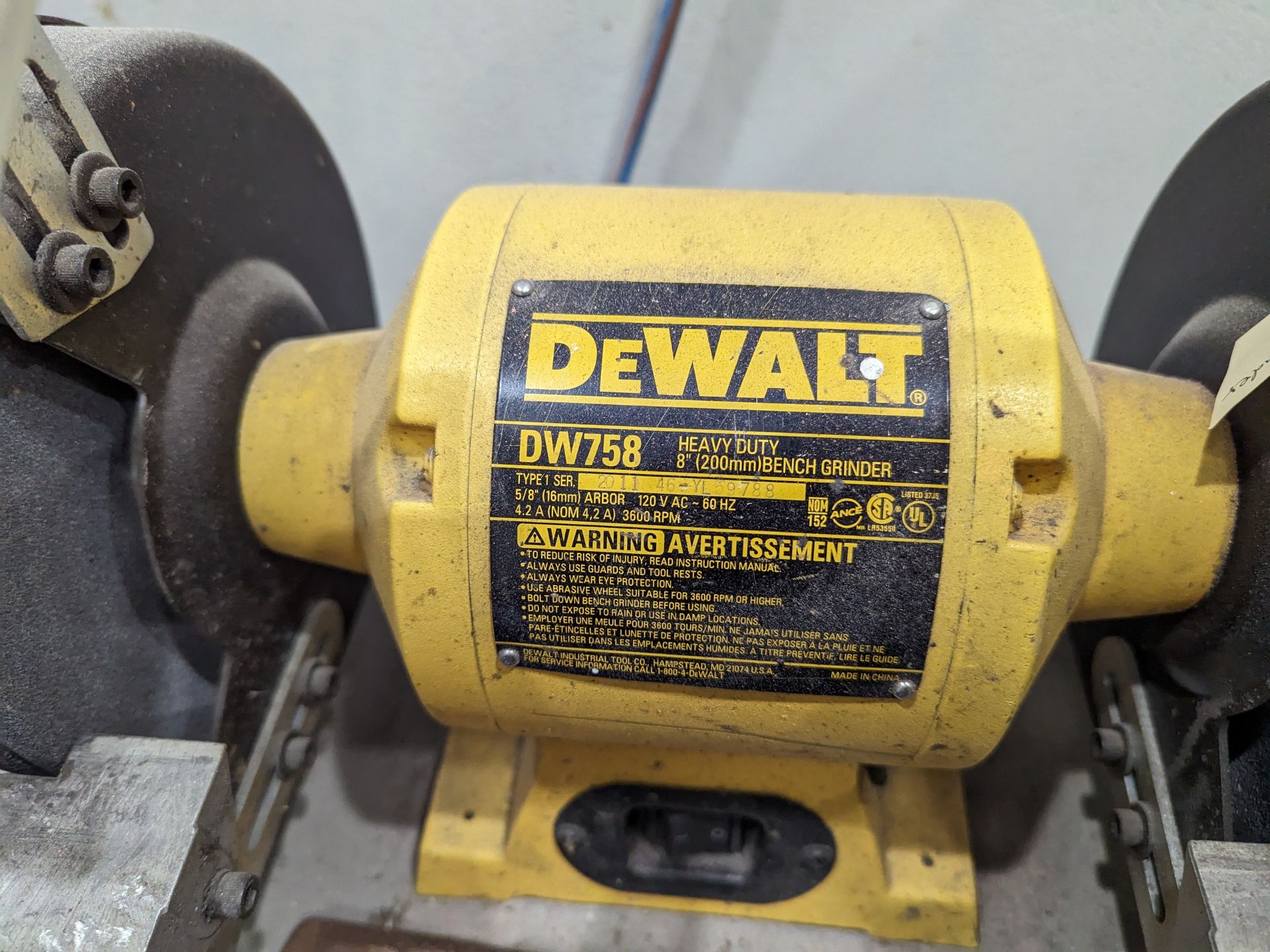 DeWalt DW758 Heavy Duty 8" Bench Grinder on Cart 20x24x50 - Image 2 of 2