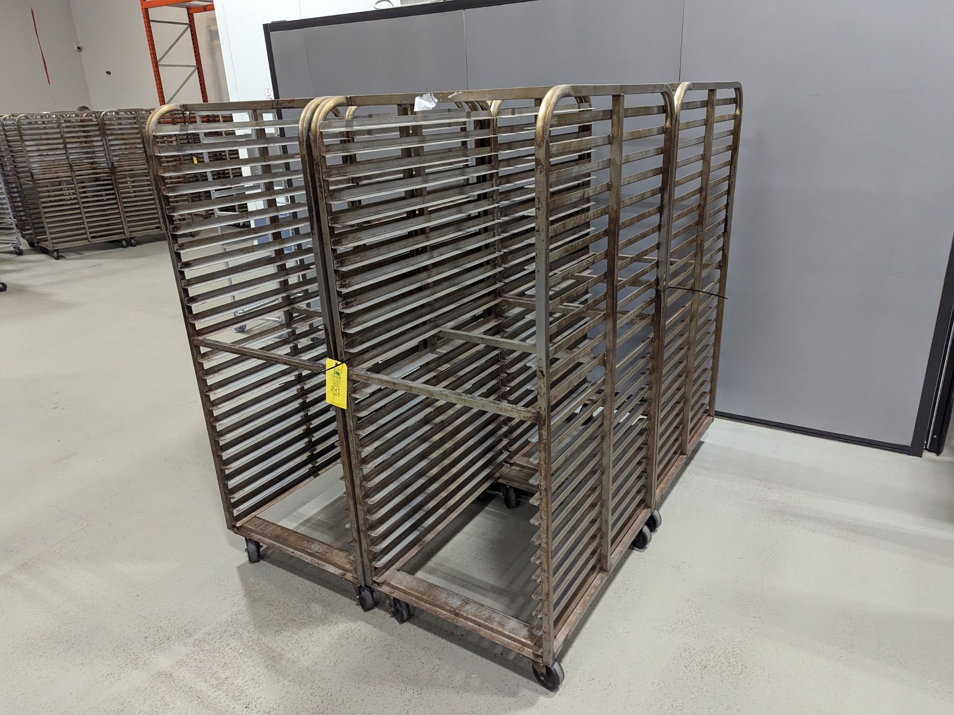 Lot of 4 Double Wide Stainless Steel Bakery Racks, Dimensions LxWxH: 72x57x69 Measurements are for l - Image 2 of 6
