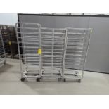 Lot of 3 Aluminum Racks, Dimensions LxWxH: 80x21x73 Measurements are for lot of 3 together