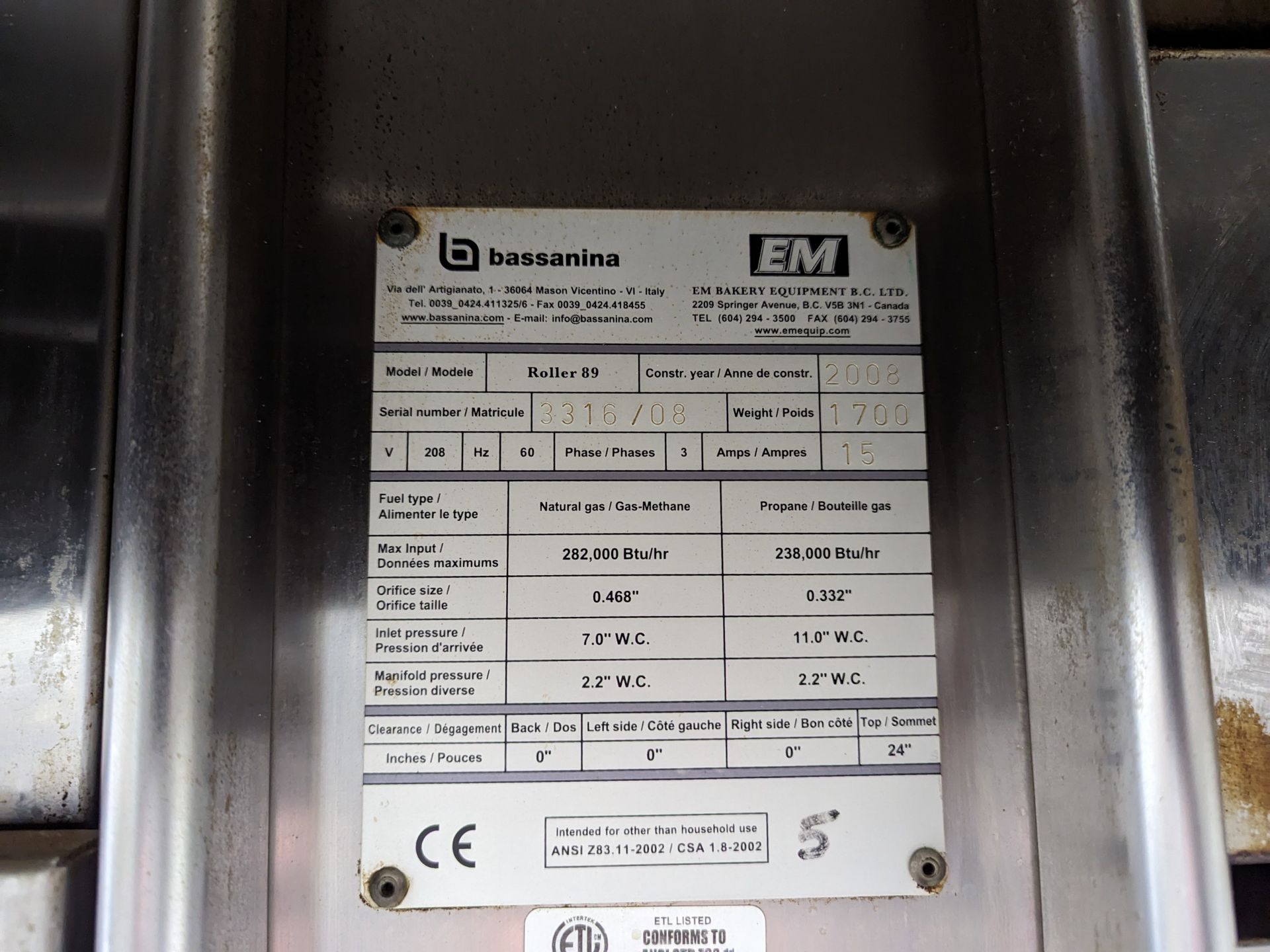 Bassanina Roller Oven, Dimensions LxWxH: 86x72x100 - Image 2 of 4