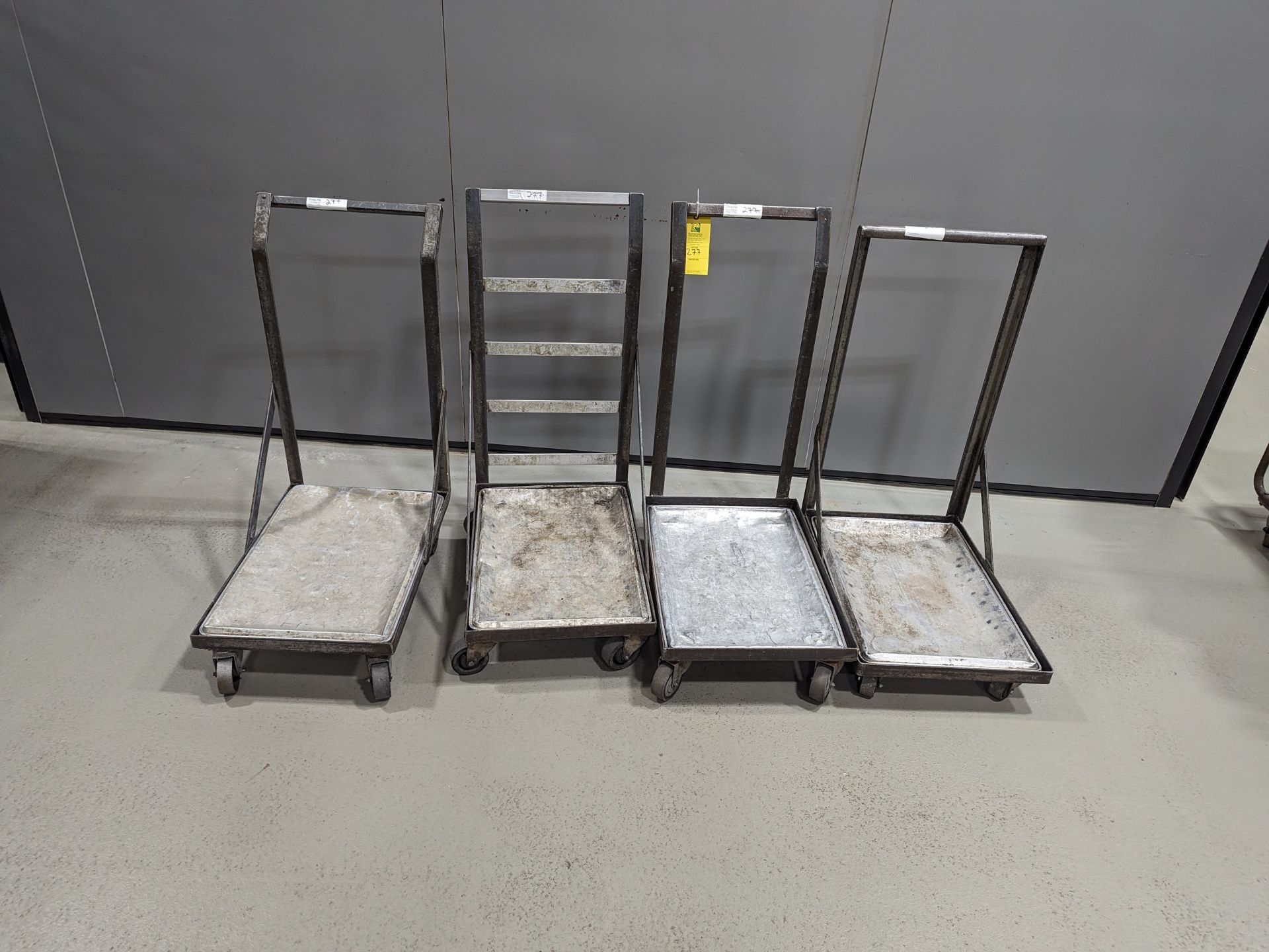 Lot of 4 Pan Carts, Dimensions LxWxH: 30x28x48 Each is 30x19x42