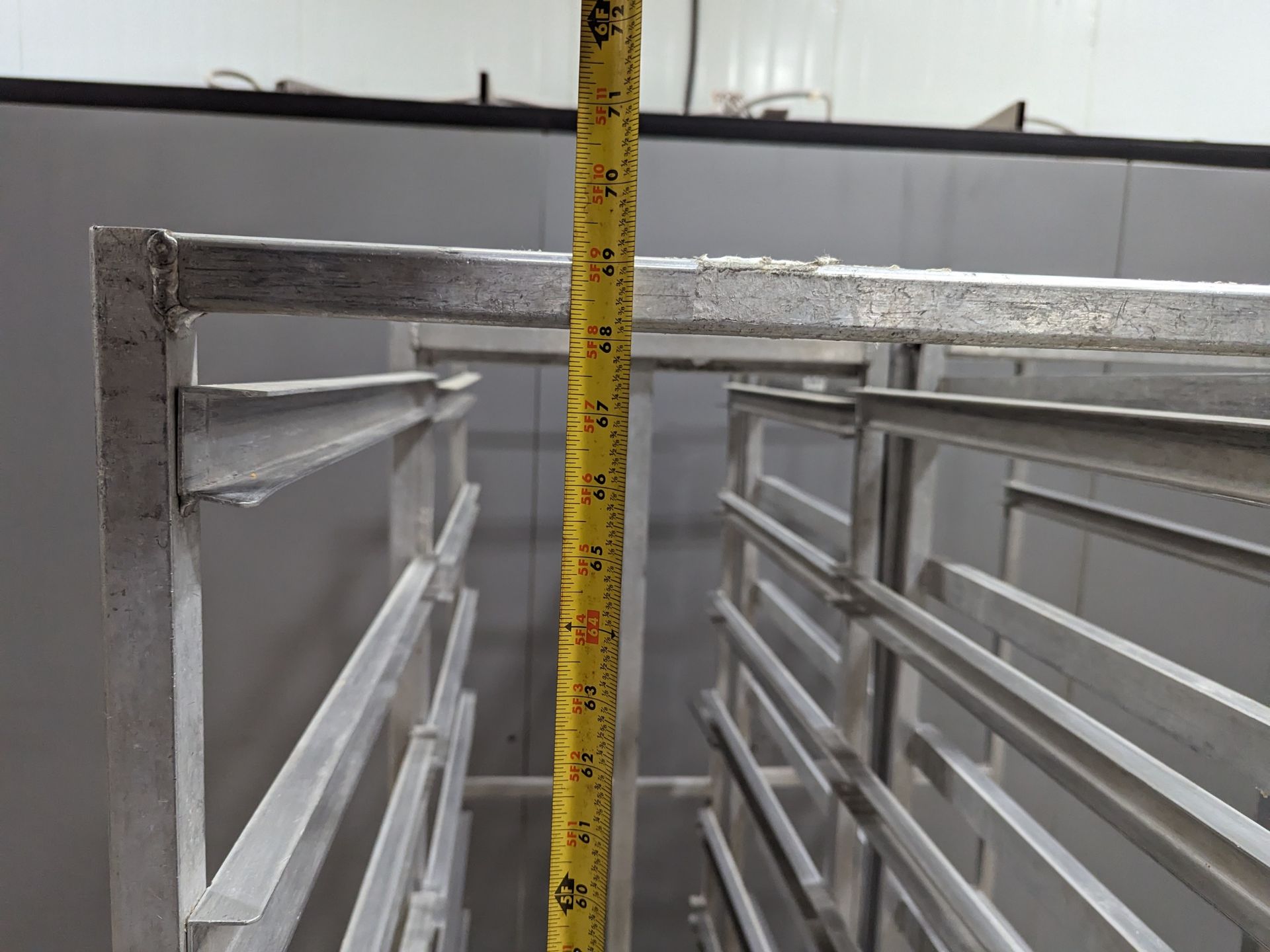 Lot of 4 Single Wide Aluminum Bakery Racks, Dimensions LxWxH: 57x37.5x69 Measurements are for lot - Image 6 of 7